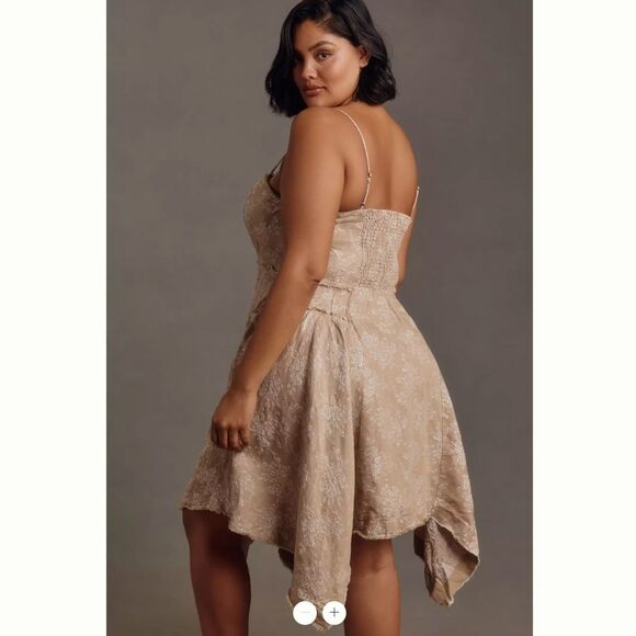 Anthropologie Linen Corset Seamed Mini Dress - Picture 3 of 5